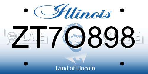 ZT7O898 Illinois License Plate