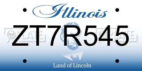 ZT7R545 Illinois License Plate