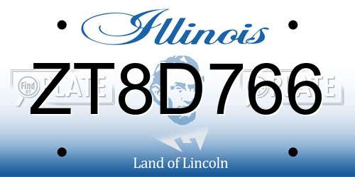 ZT8D766 Illinois License Plate