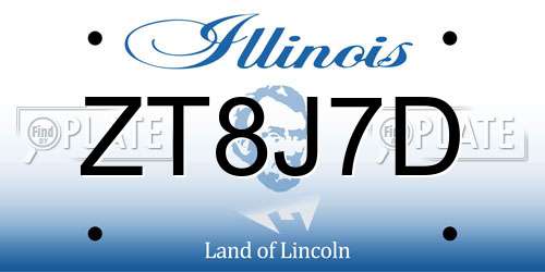 ZT8J7D Illinois License Plate