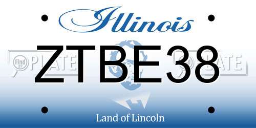 ZTBE38 Illinois License Plate