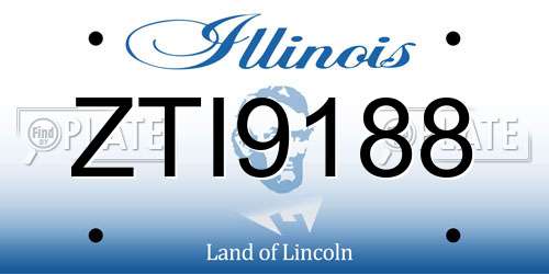 ZTI9188 Illinois License Plate