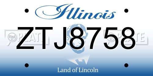 ZTJ8758 Illinois License Plate