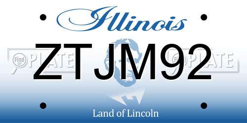 ZTJM92 Illinois License Plate