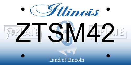 ZTSM42 Illinois License Plate
