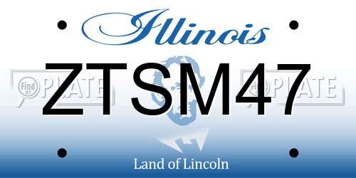 ZTSM47 Illinois License Plate