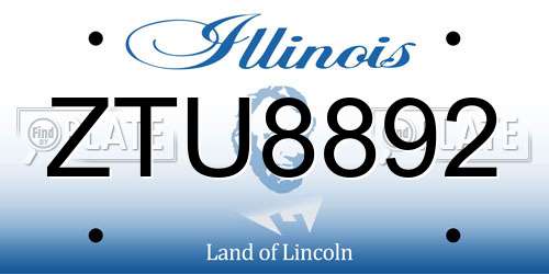ZTU8892 Illinois License Plate