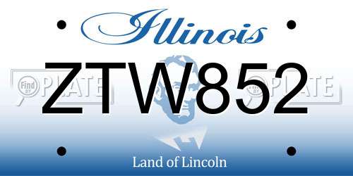 ZTW852 Illinois License Plate