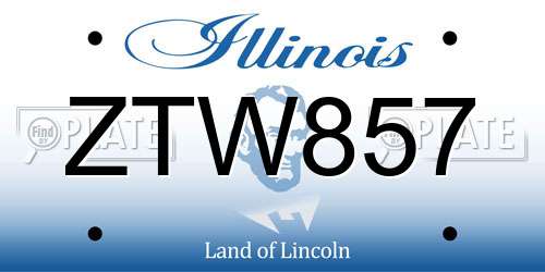 ZTW857 Illinois License Plate