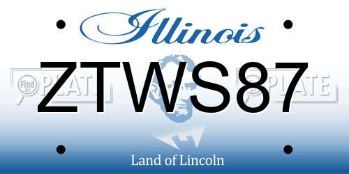 ZTWS87 Illinois License Plate