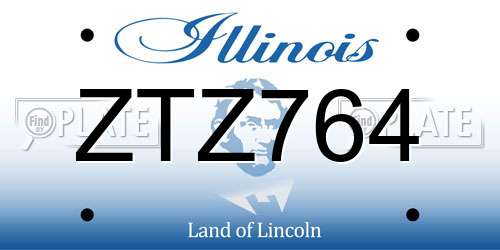 ZTZ764 Illinois License Plate