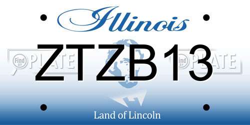 ZTZB13 Illinois License Plate