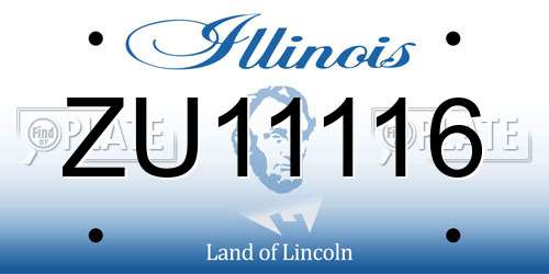 ZU11116 Illinois License Plate