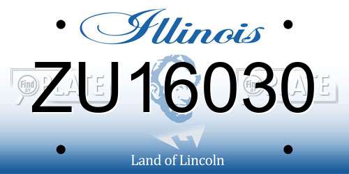 ZU16030 Illinois License Plate