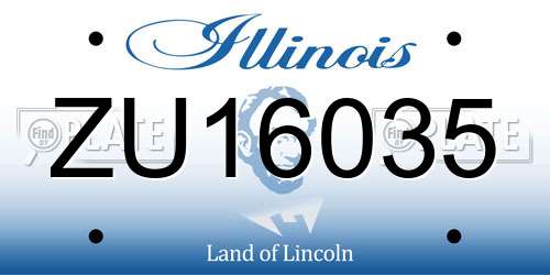 ZU16035 Illinois License Plate