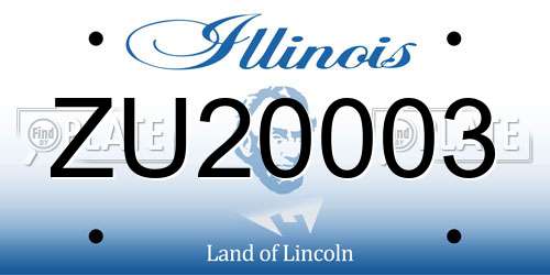 ZU20003 Illinois License Plate