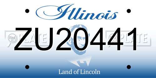 ZU20441 Illinois License Plate