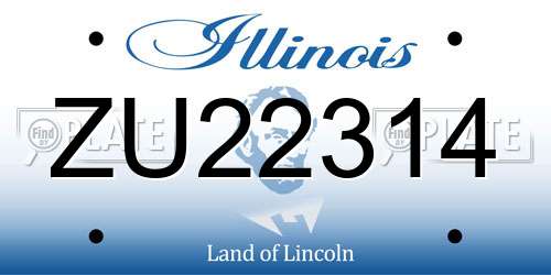 ZU22314 Illinois License Plate