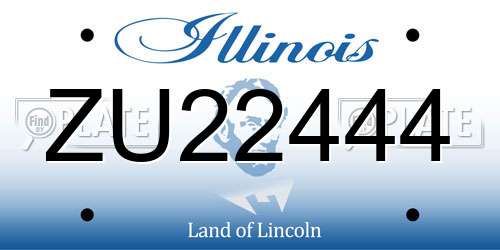 ZU22444 Illinois License Plate