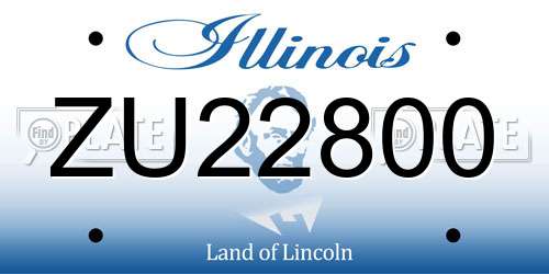 ZU22800 Illinois License Plate