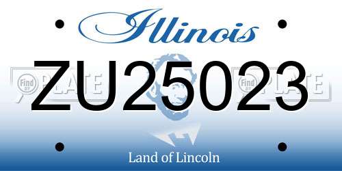 ZU25023 Illinois License Plate