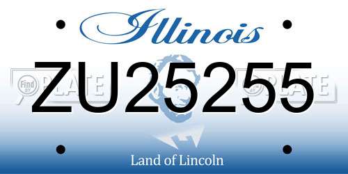ZU25255 Illinois License Plate