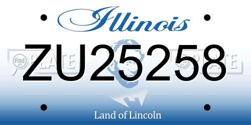 ZU25258 Illinois License Plate