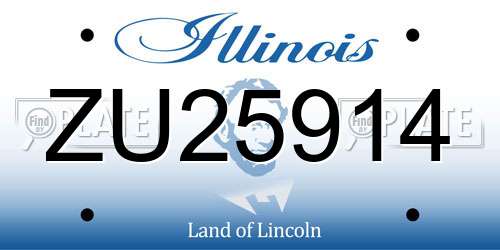 ZU25914 Illinois License Plate