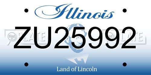 ZU25992 Illinois License Plate