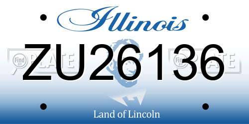 ZU26136 Illinois License Plate