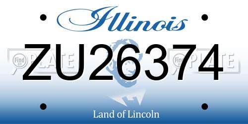 ZU26374 Illinois License Plate
