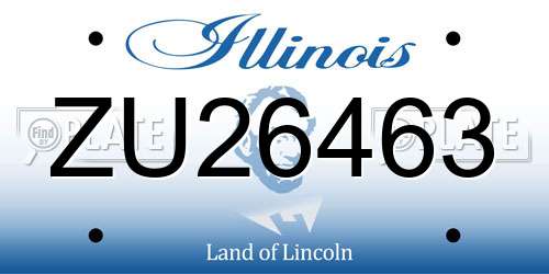 ZU26463 Illinois License Plate