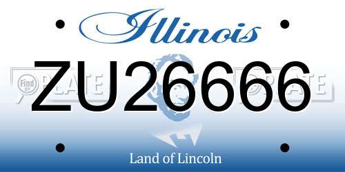 ZU26666 Illinois License Plate