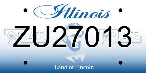 ZU27013 Illinois License Plate