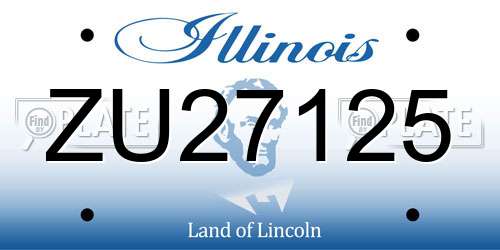 ZU27125 Illinois License Plate