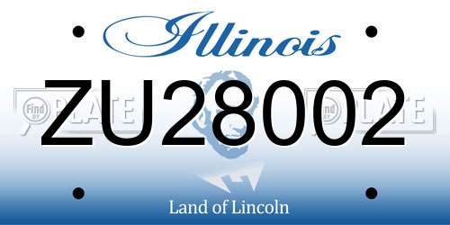 ZU28002 Illinois License Plate