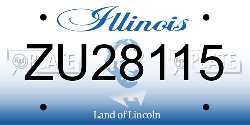 ZU28115 Illinois License Plate