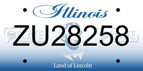 ZU28258 Illinois License Plate