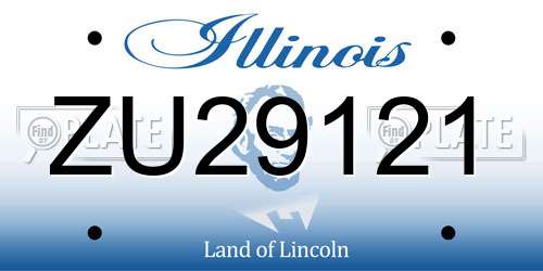ZU29121 Illinois License Plate