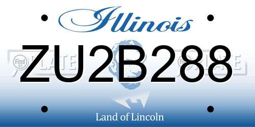 ZU2B288 Illinois License Plate