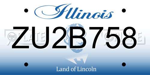 ZU2B758 Illinois License Plate