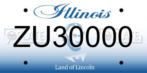 ZU30000 Illinois License Plate