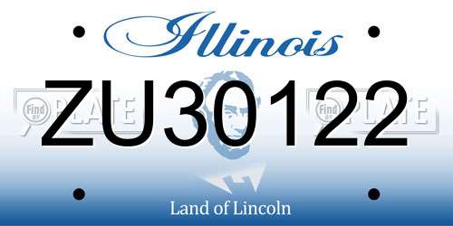 ZU30122 Illinois License Plate