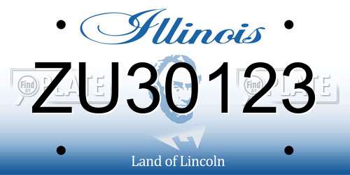 ZU30123 Illinois License Plate