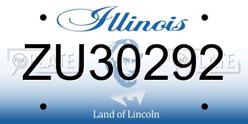 ZU30292 Illinois License Plate