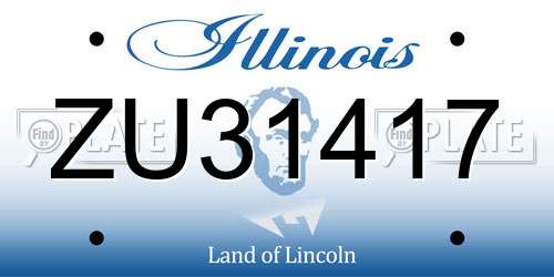 ZU31417 Illinois License Plate