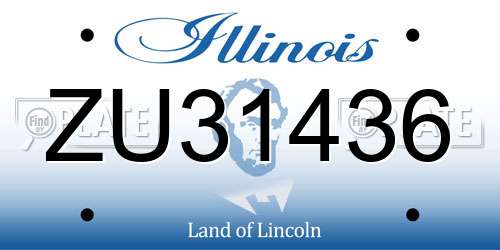 ZU31436 Illinois License Plate