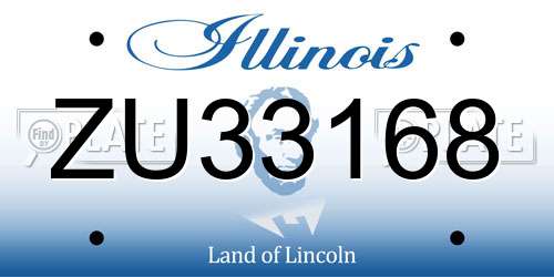 ZU33168 Illinois License Plate
