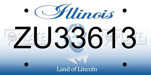 ZU33613 Illinois License Plate