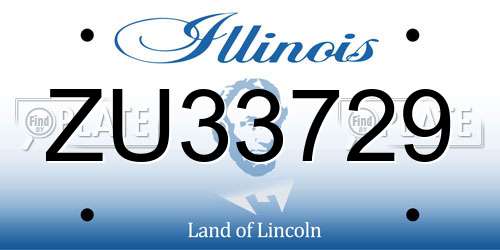 ZU33729 Illinois License Plate